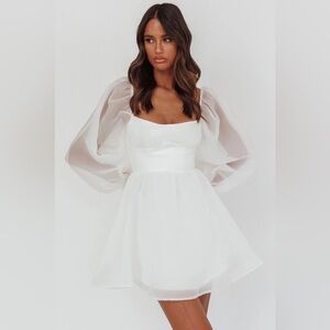 Elegant White Puff Sleeve Dress (“I’ve Got Sunshine Long Sleeve Mini Dress”)
